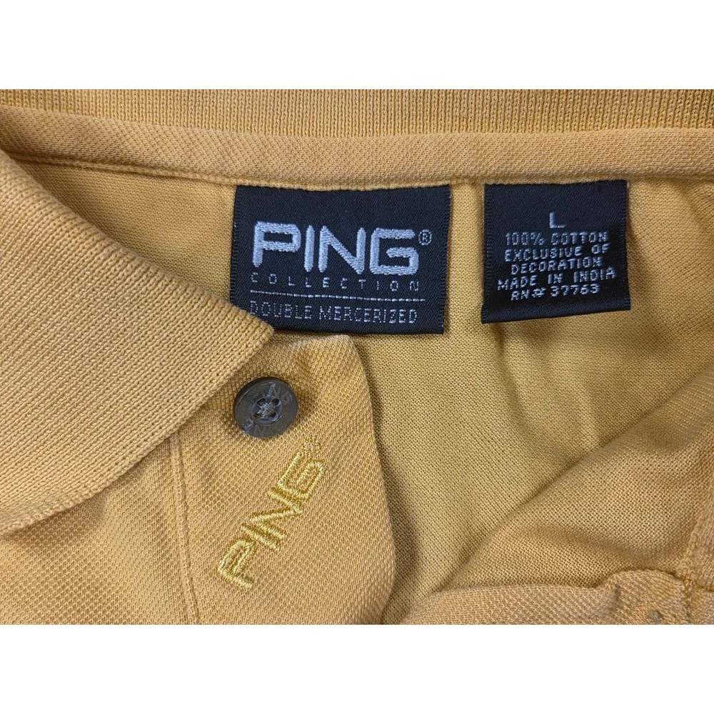 Ping Collection Mens Large Yellow Double Mercerized Cotton Short Sleeve Polo